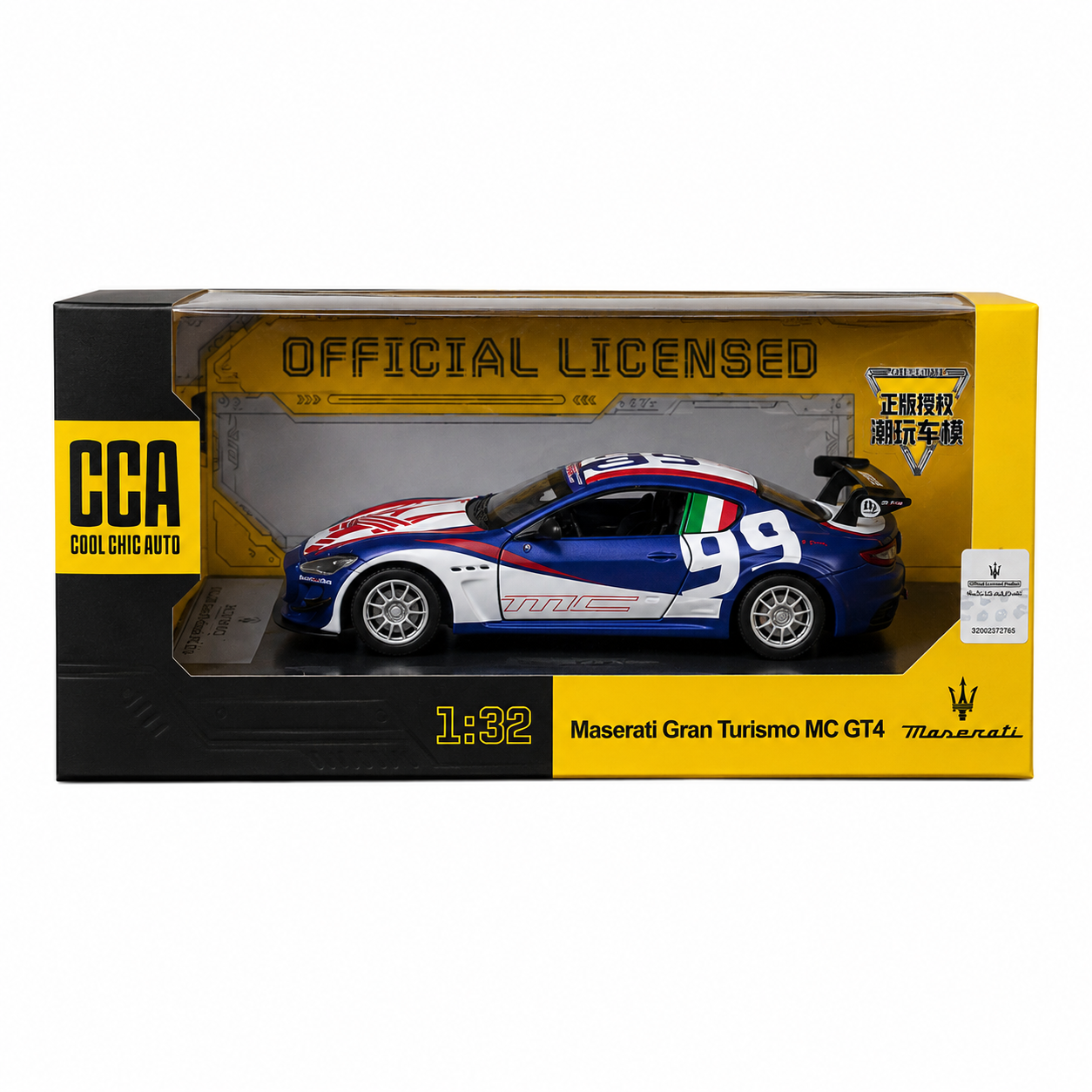 CCA Official Licensed Maserati Gran Turismo MV GT4 1:32 Scale model Diecast car