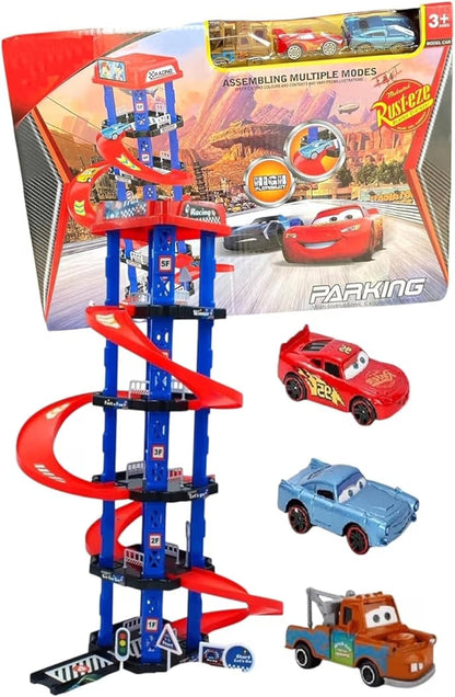 Engeneering parking 4 Floor Parking Set with 3 mini Cars, lightning  Traffic Signs and Car