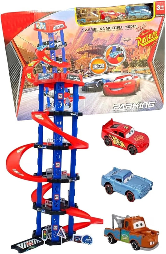 Engeneering parking 4 Floor Parking Set with 3 mini Cars, lightning  Traffic Signs and Car