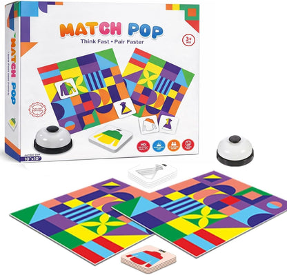 Match Pop Fast Matching Game for Kids 3+ Years, Memory & Reaction Board Game with Bell,