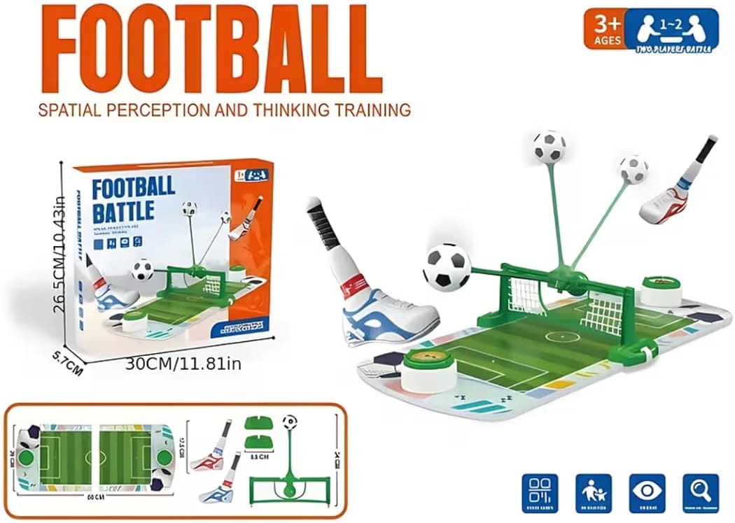 Football Battle Tabletop Soccer Game, Spring-Loaded Launch Pads, Adjustable Height Net