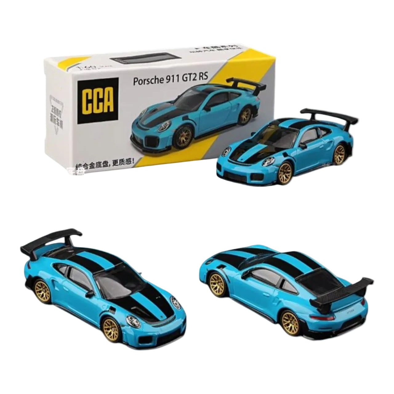 CCA Porsche 911 GT2 RS Diecast Metal S17-01 Model 1:60 Scale Car Blue