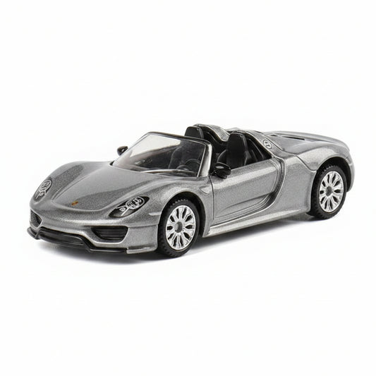 CCA Porsche 918 Spyder Diecast Metal S17-01 Model 1:61 Scale Car Grey Metallic