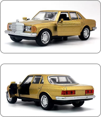 Vintage Benze W123 Metal Diecast Sedan Car Toy – 1:36 Scale - Golden