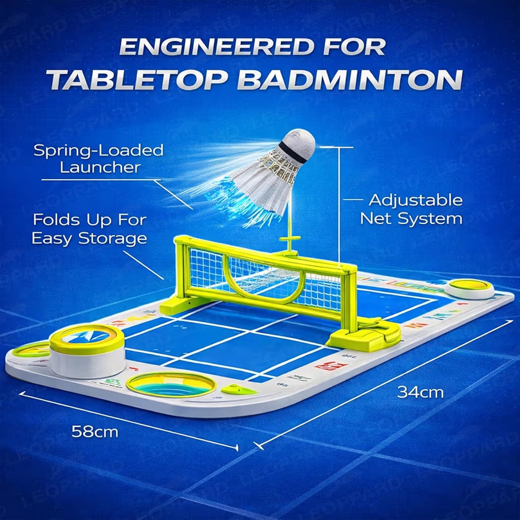 Badminton Battle Table Game Toy for Kids 2-Player STEM Toy with Net