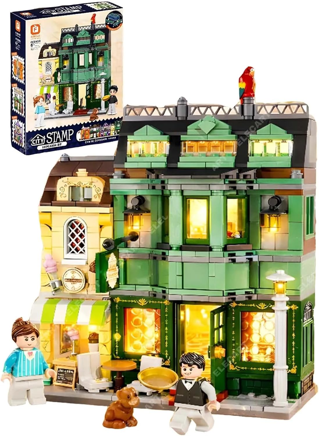 3D Dining Room Building Blocks Set with LED Lights – 717 Pieces Modular House Construction Toy