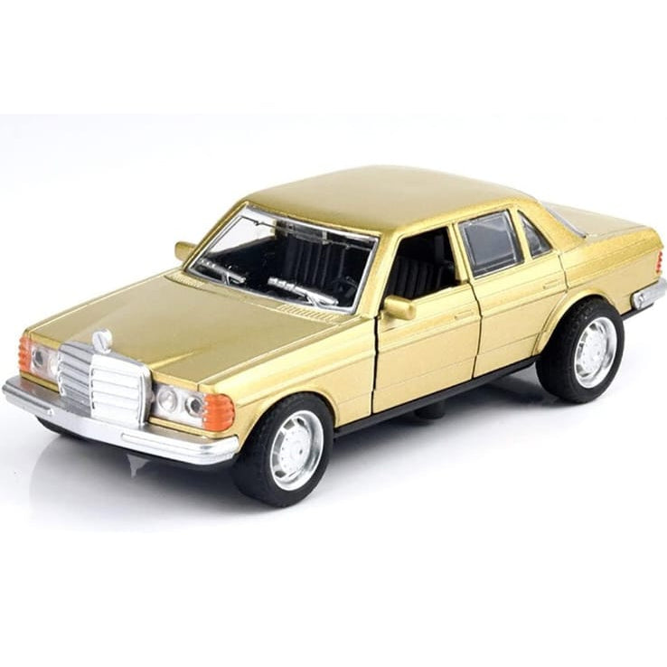 Vintage Benze W123 Metal Diecast Sedan Car Toy – 1:36 Scale - Golden