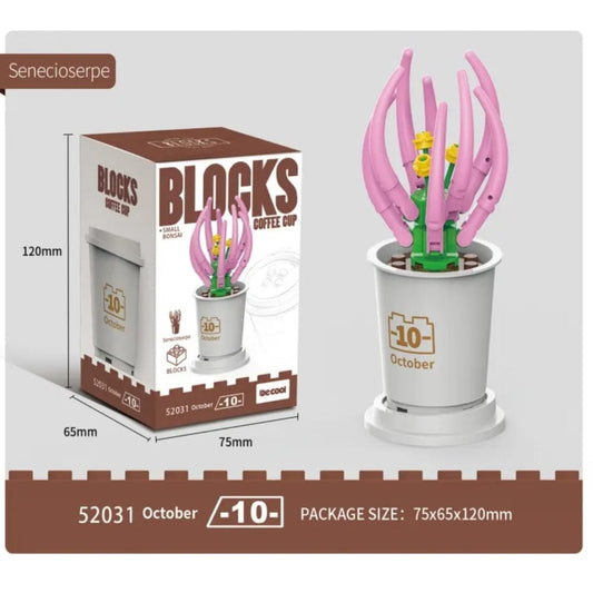 Decool 3D DIY Blocks Coffee Cup Small Bonsai for Decor - Senecioserpe