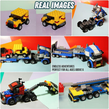Sky Tech® Architect 3 in 1 Jeep, Car & Truck Vehicle Toys | Transporter Building Brick Block for Kids